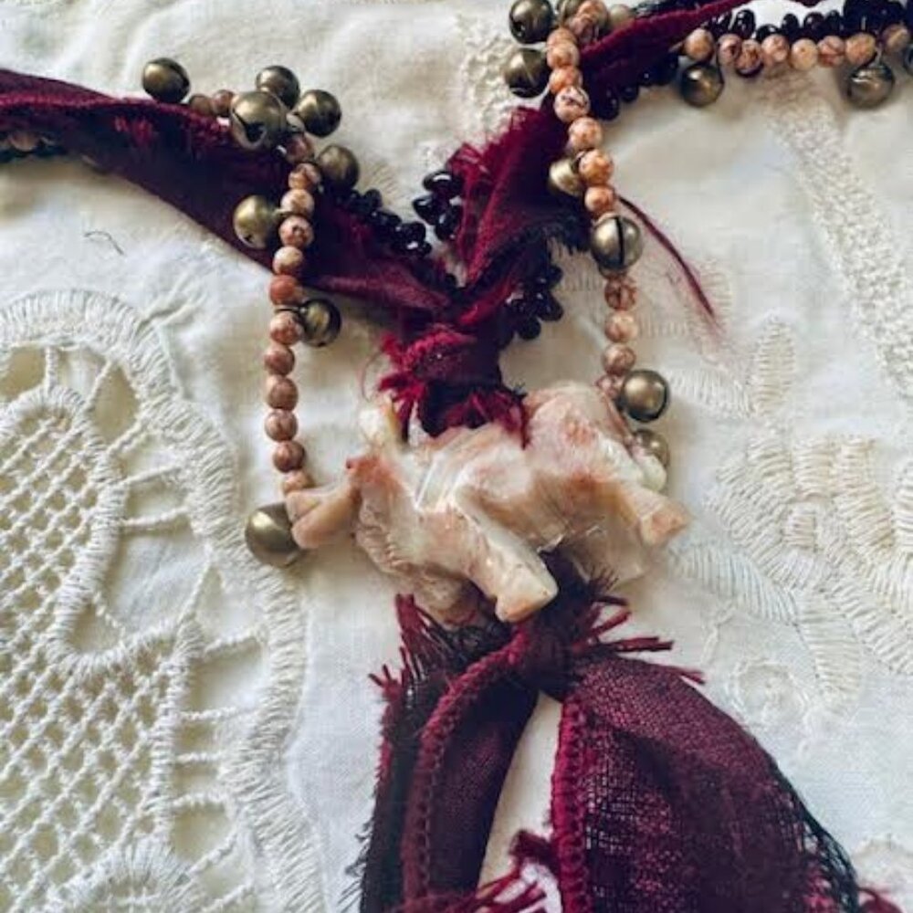 Bohemian Garnet & Jasper Long Layered Necklace 3 in One - Picture 3 of 8